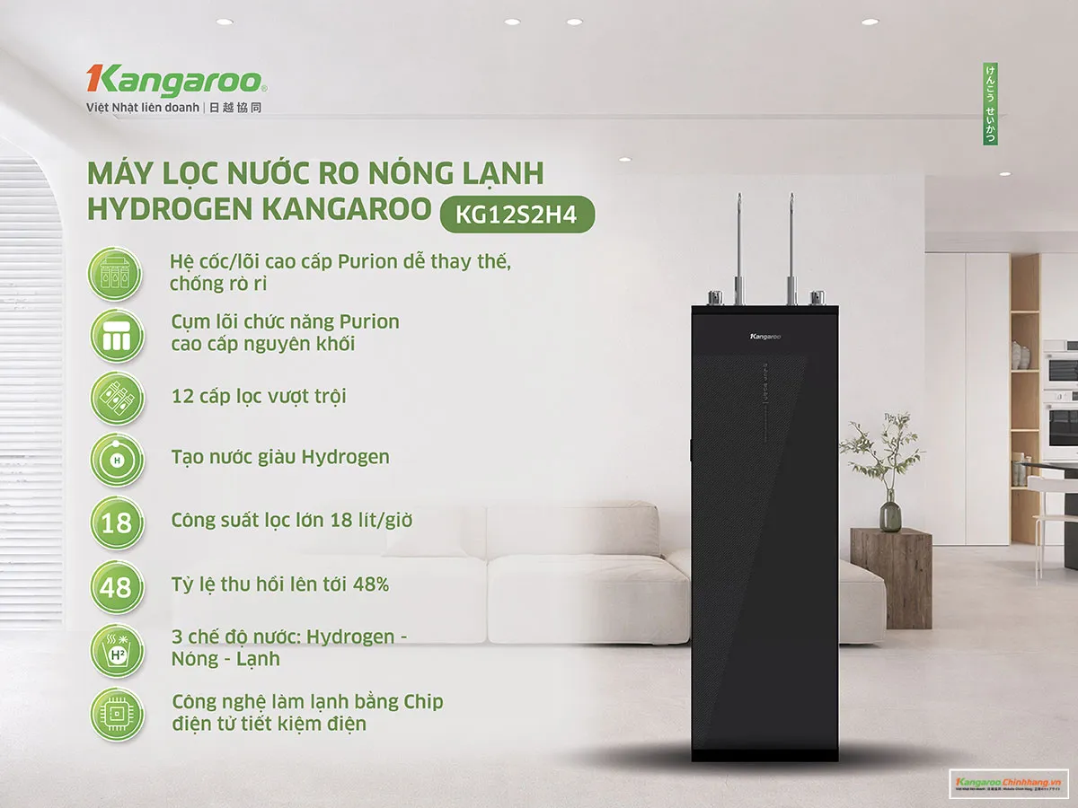 Máy lọc nước Kangaroo Hydrogen nóng lạnh KG12S2H4