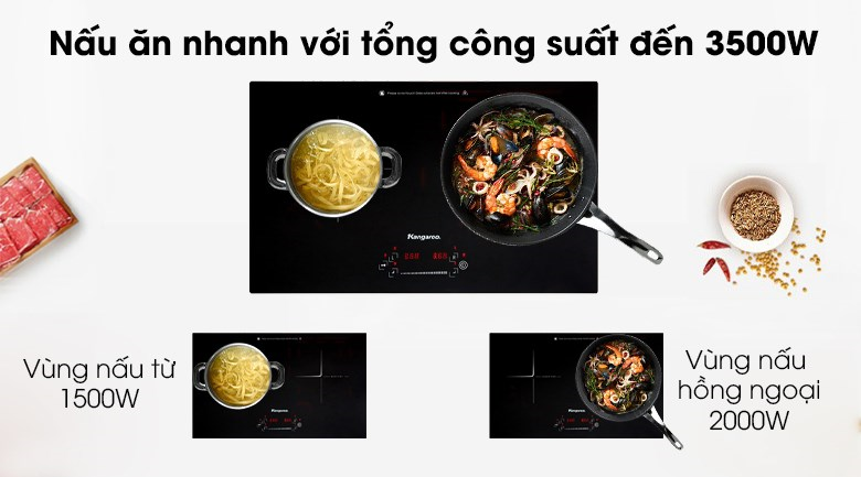  Bếp điện từ hồng ngoại đôi Kangaroo KG443i