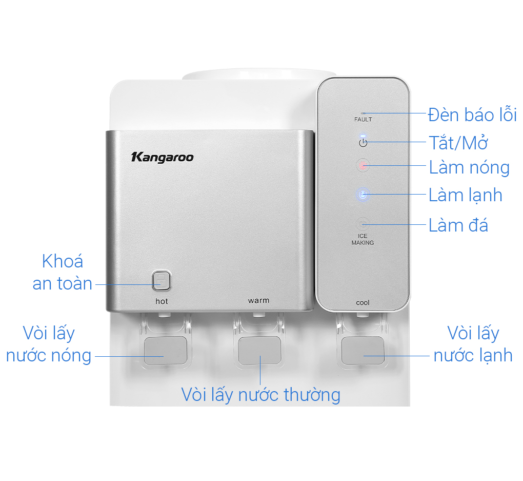 Cây nước nóng lạnh Kangaroo KG65A3, Tích hợp làm đá