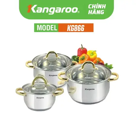 Bộ 3 nồi Inox cao cấp 5 lớp KG866