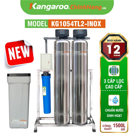 Bộ lọc tổng đầu nguồn gia đình KG1054TL2-INOX, Van tự động, Xử lý Canxi