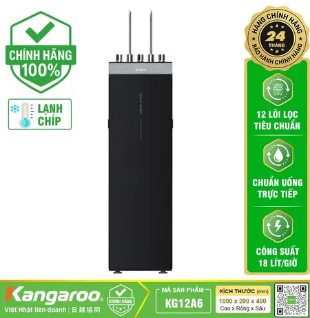 Máy lọc nước Kangaroo Hydrogen nóng lạnh KG12A6 - 12 lõi, Mẫu 2025