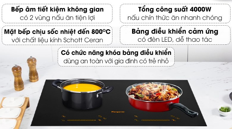 Bếp từ đôi Kangaroo KG859i - Hàng Thái Lan