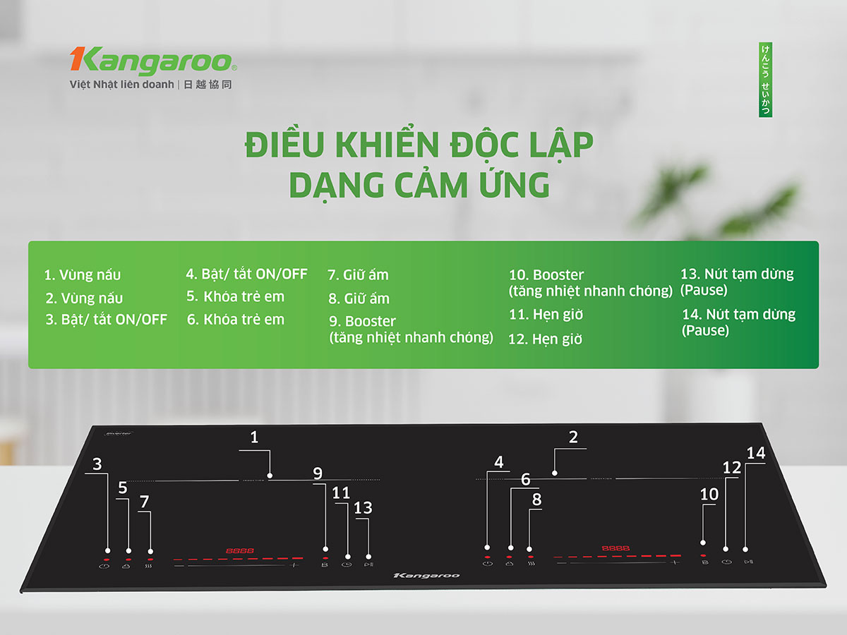 Bếp từ đôi lắp âm Kangaroo KGIC48D1C