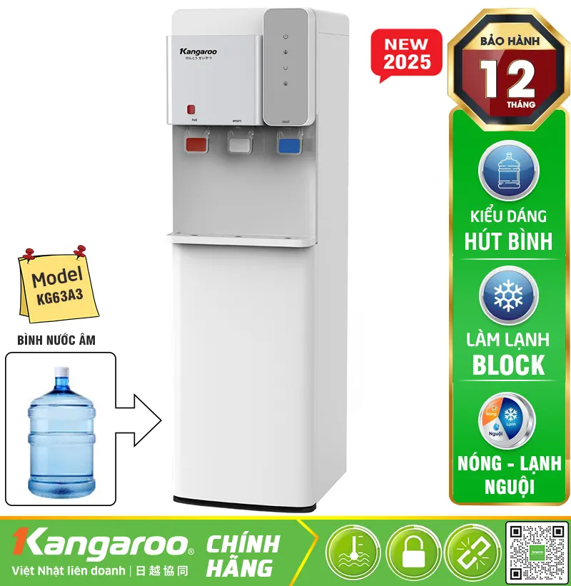Cây nước nóng lạnh Kangaroo KG63A3 - Cây hút bình