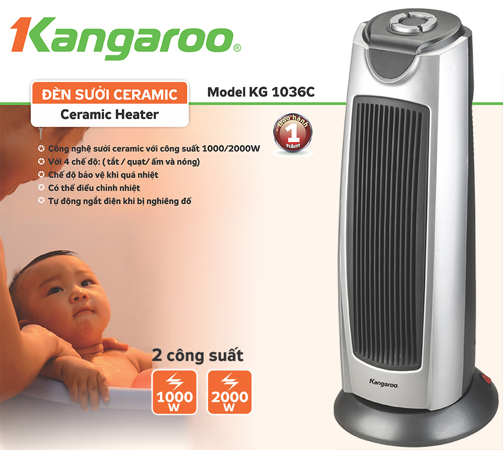 Đèn sưởi ceramic Kangaroo KG1036C