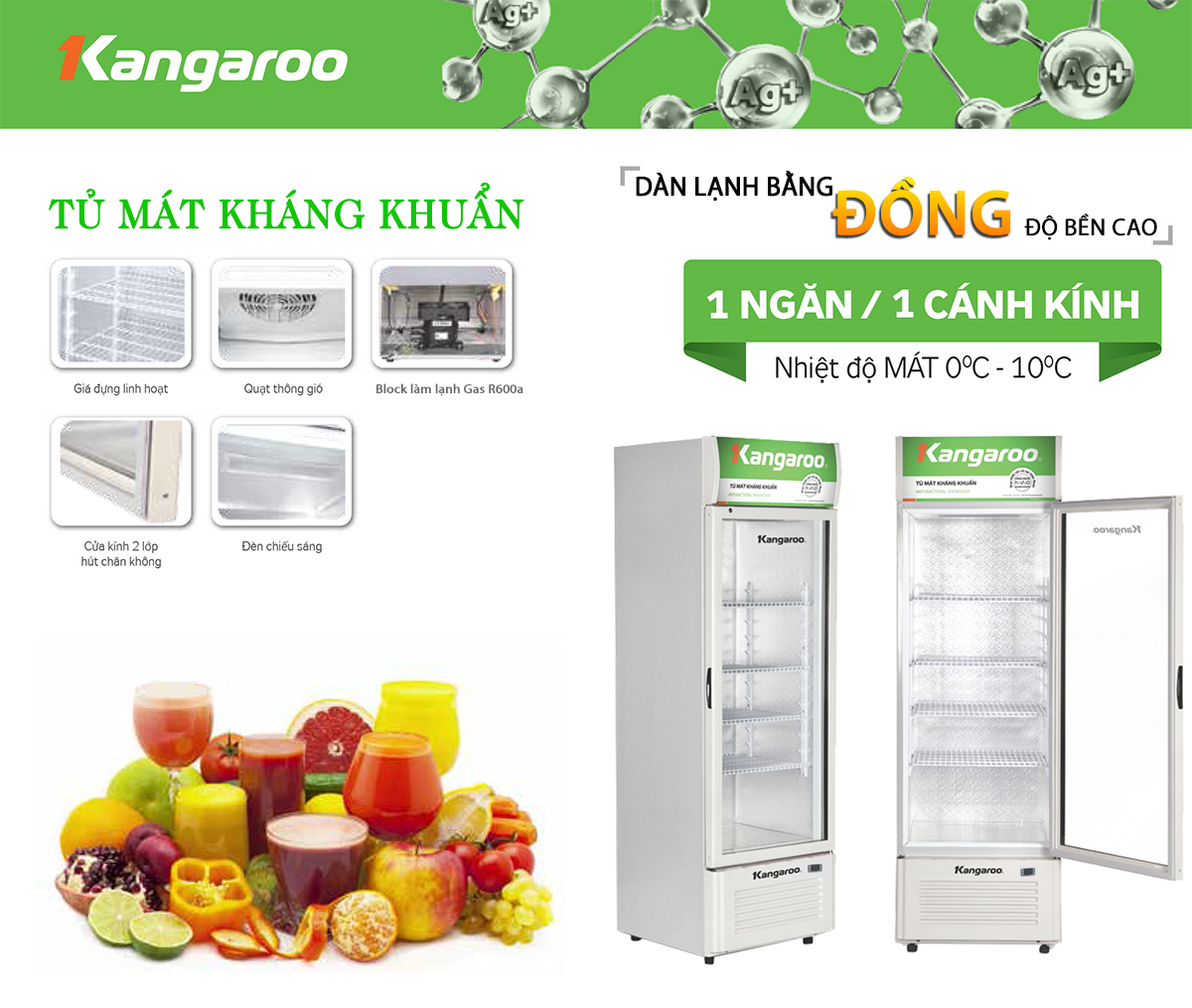 Tủ mát kháng khuẩn Kangaroo KG369CT1