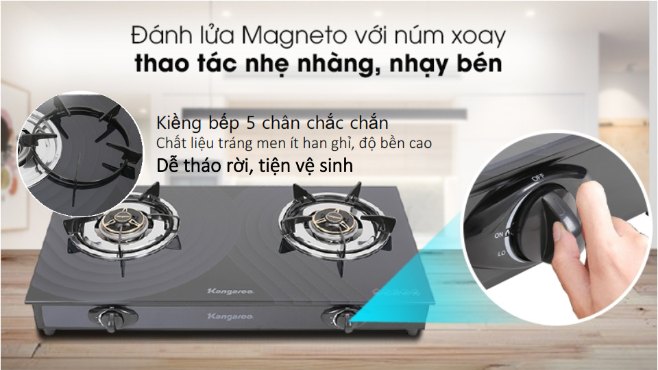 Bếp gas đôi dương Kangaroo KG519M