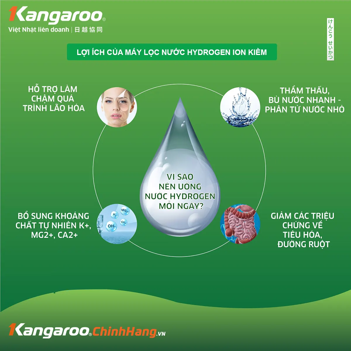 Máy lọc nước Kangaroo Hydrogen ion kiềm KGRP10