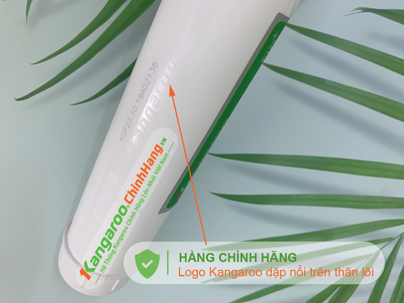 Logo Kangaroo được in nổi trên Lõi lọc nước Kangaroo Hydrogen số 5 FIR + (HA)