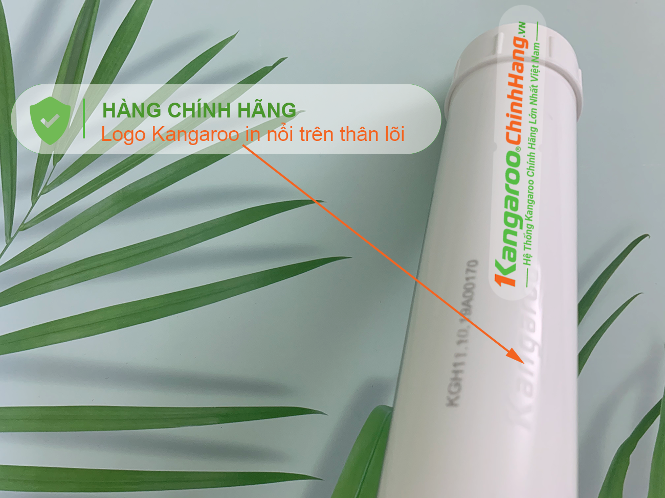 Logo Kangaroo in nổi trên Lõi lọc nước Kangaroo Hydrogen số 7 HypH + (HA)