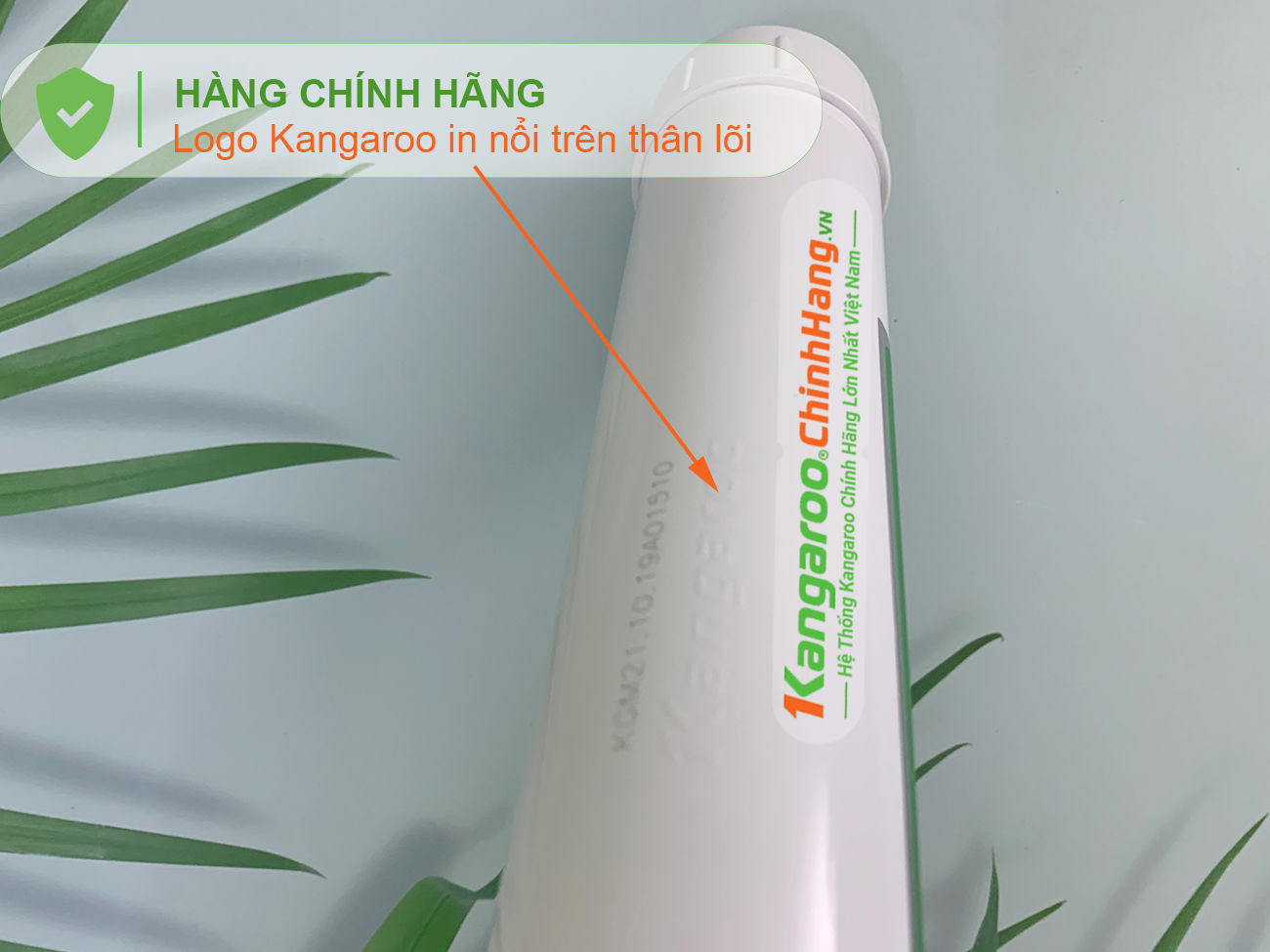 Logo Kangaroo được in nổi trên Lõi lọc nước Kangaroo Hydrogen số 8 Mineral + (HA)