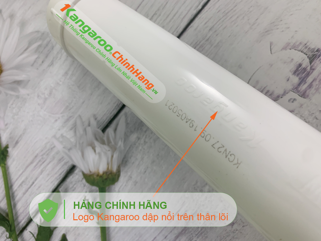 Logo Kangaroo dập nổi trên Lõi lọc nước Kangaroo Hydrogen số 9 NANO CARBON + (HP)
