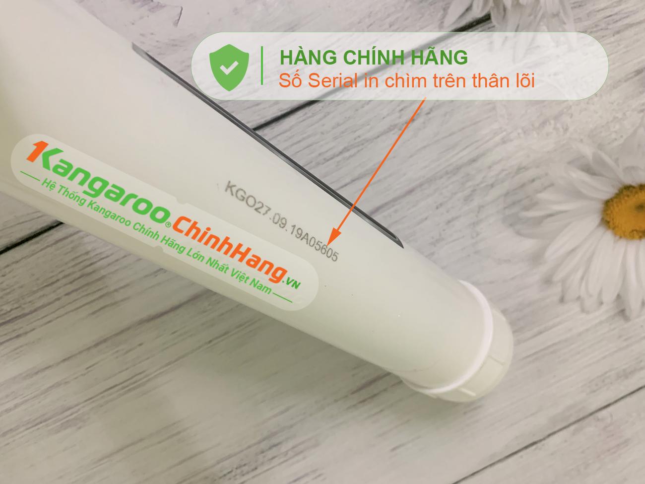 Số serial lõi in chìm trên Lõi lọc nước Kangaroo Hydrogen số 6 OrpH + (HP)