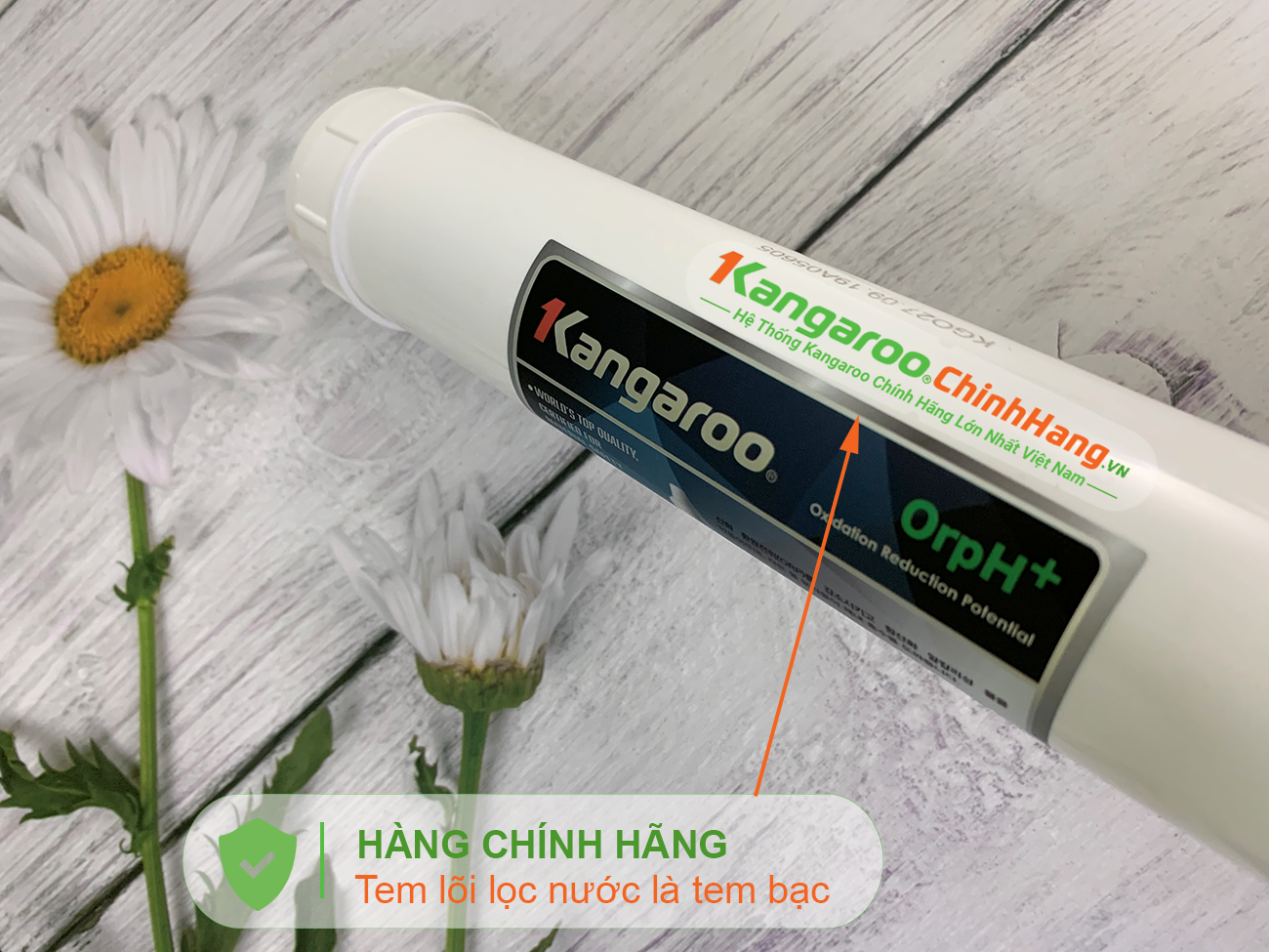 Tem Lõi lọc nước Kangaroo Hydrogen số 6 OrpH + (HP) là tem bạc