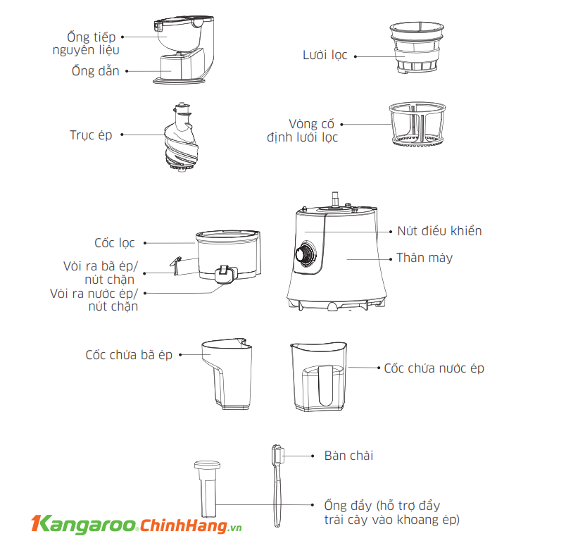 Máy ép chậm Kangaroo KG200SJF 