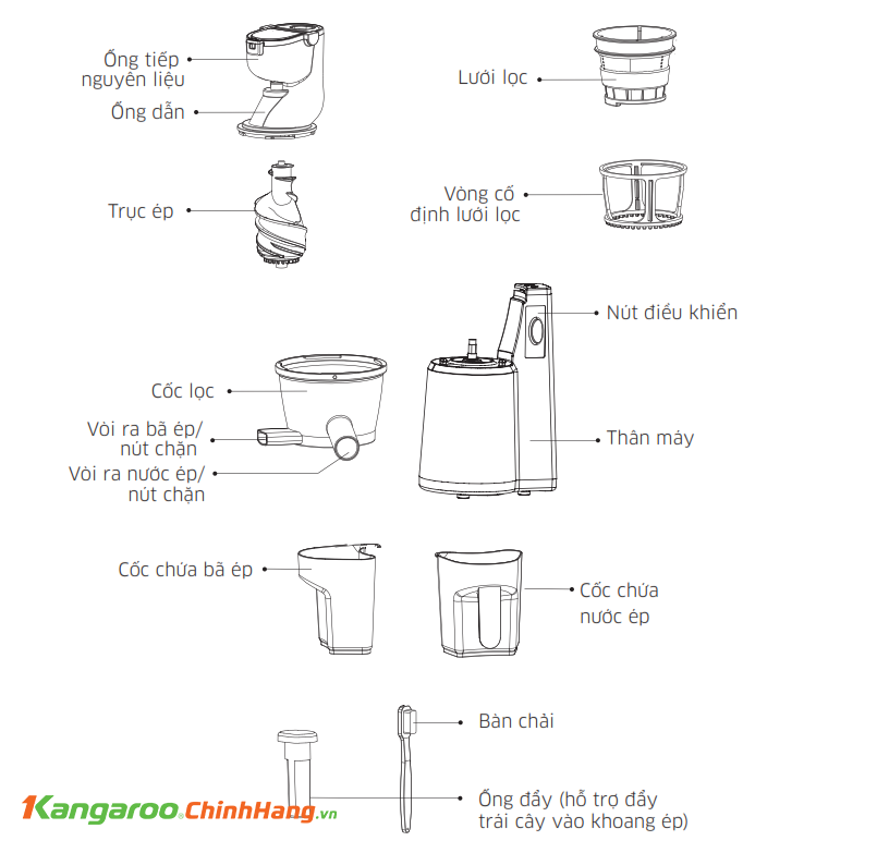 Máy ép chậm Kangaroo KG200SJ