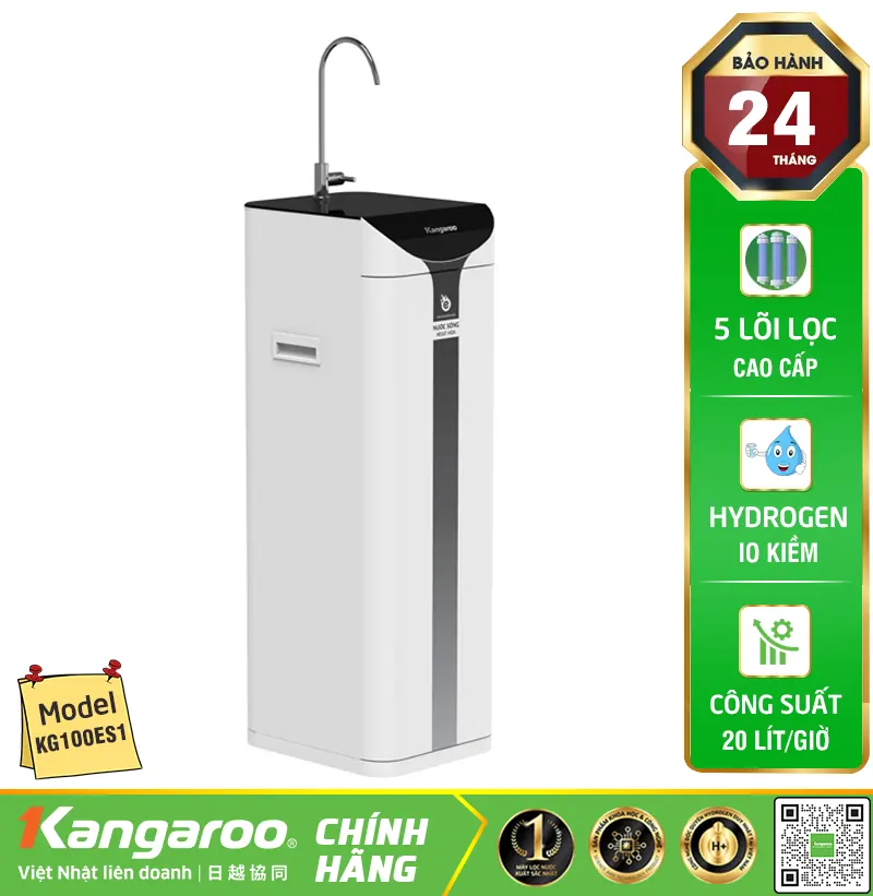 Máy lọc nước Kangaroo Hydrogen ion kiềm KG100ES1 Mới 2026
