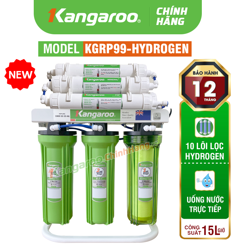 Máy lọc nước Kangaroo Hydrogen KGRP99 - 10 Lõi Mới 2025