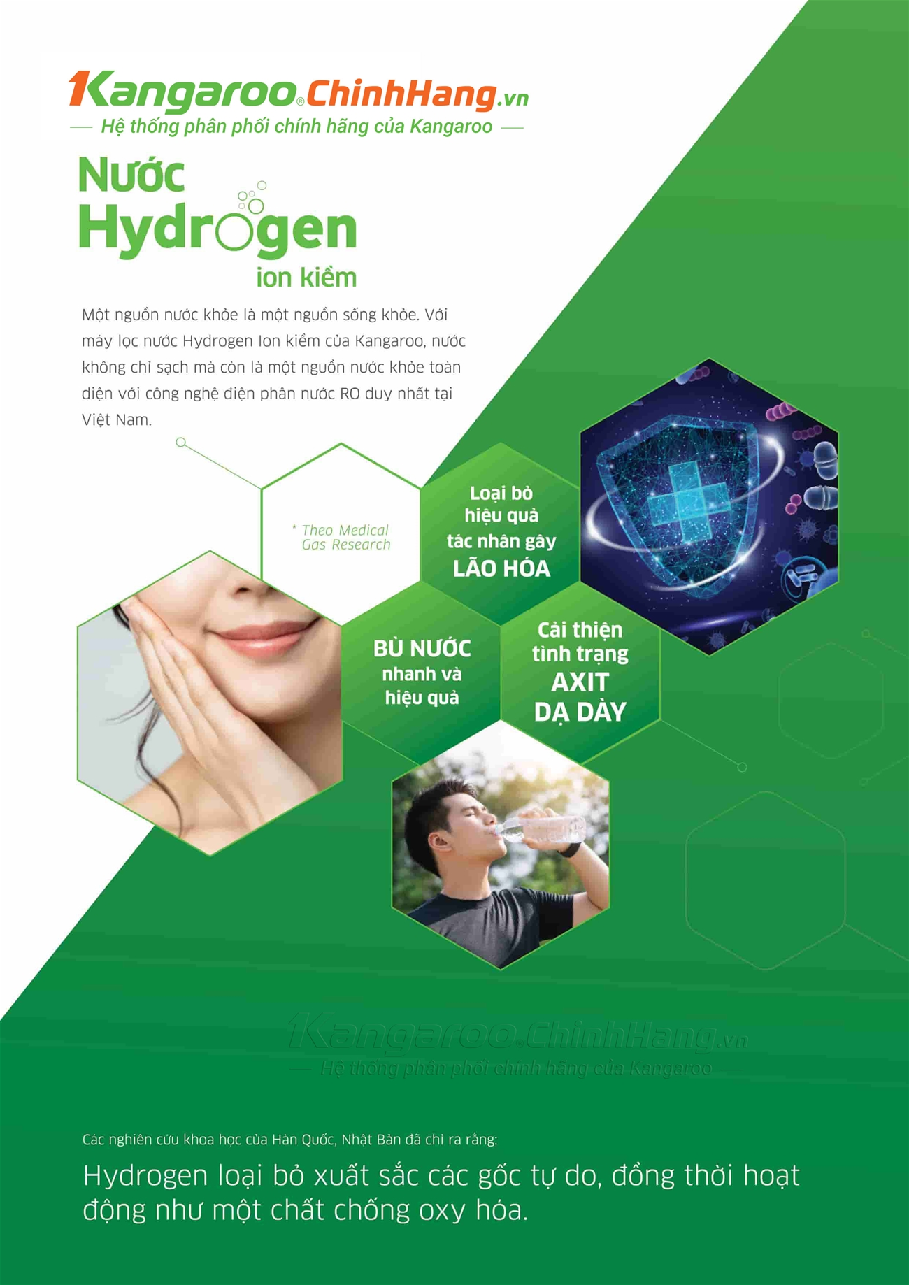 Máy lọc nước Kangaroo Hydrogen Slim Nóng Lạnh KG10A6S 