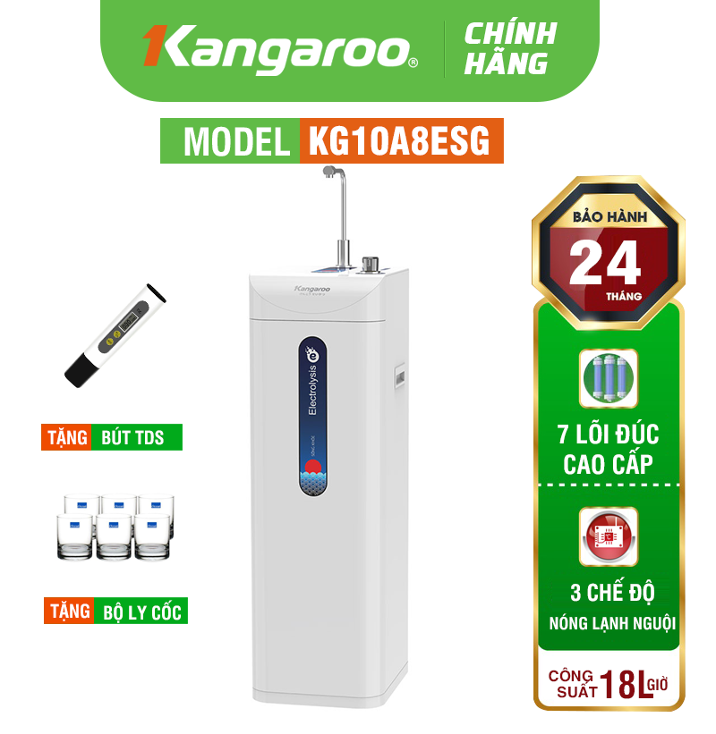 Máy lọc nước Kangaroo Hydrogen ion kiềm KG10A8ESG