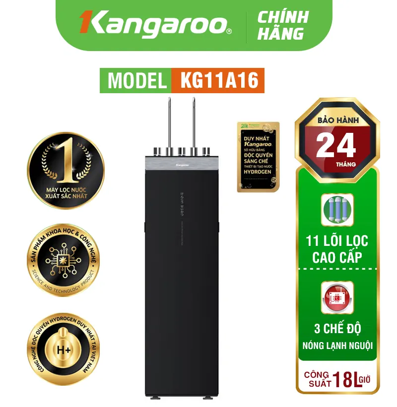 Máy lọc nước Kangaroo Hydrogen nóng lạnh KG11A16 - Mẫu 2025