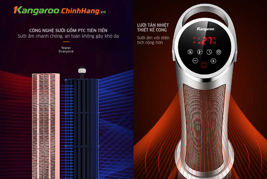 Máy sưởi gốm ceramic Kangaroo KGFH06