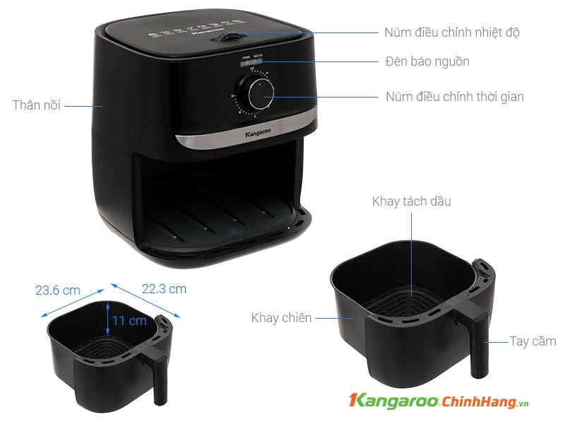 Nồi chiên không dầu kangaroo KG6AF1