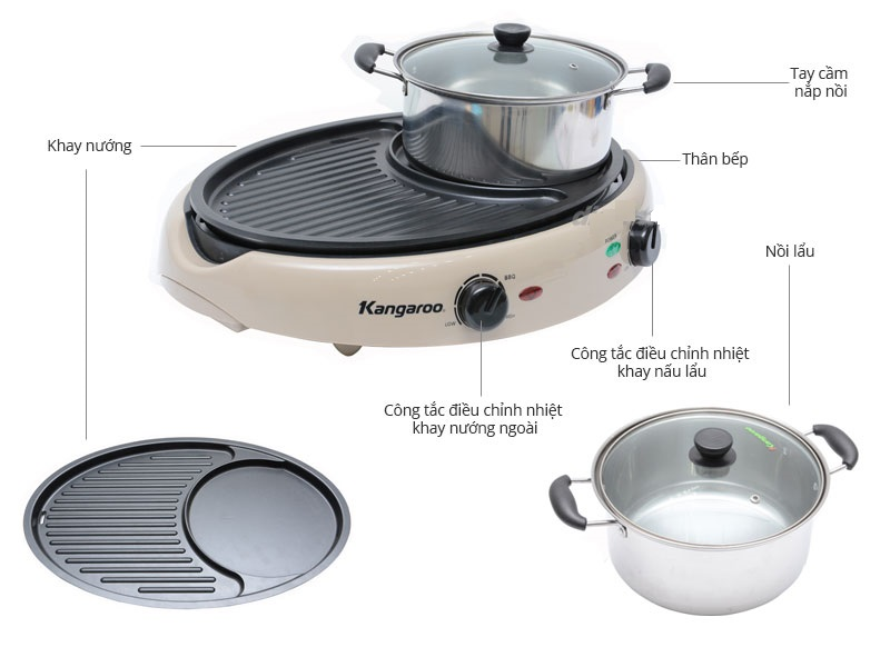 Nồi lẩu nướng đa năng Kangaroo KG96N