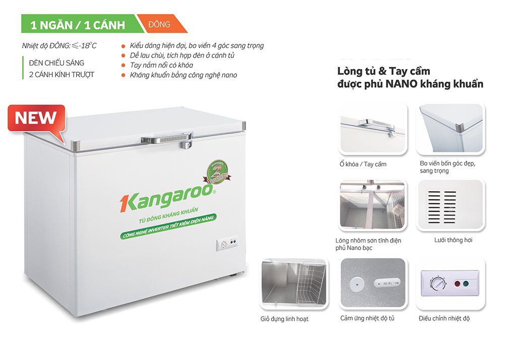 Tủ đông kháng khuẩn Kangaroo KG265NC1