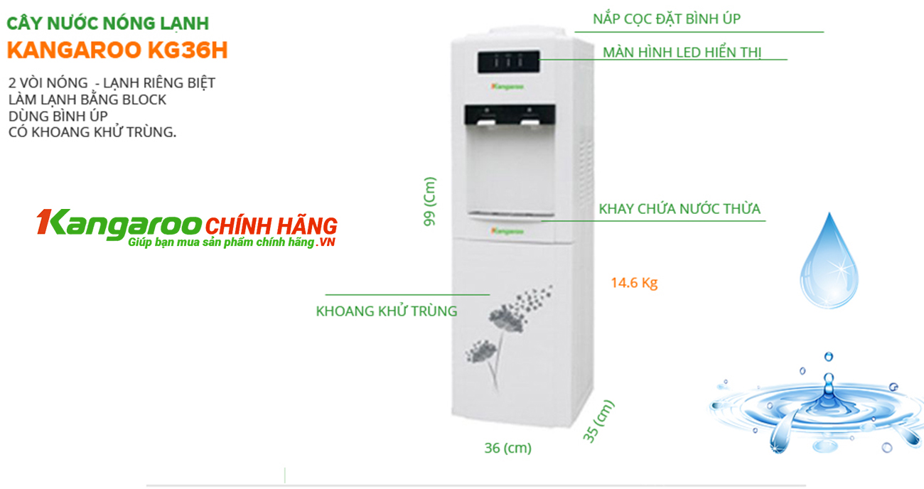 Tính năng Cây nước nóng lạnh Kangaroo KG36H
