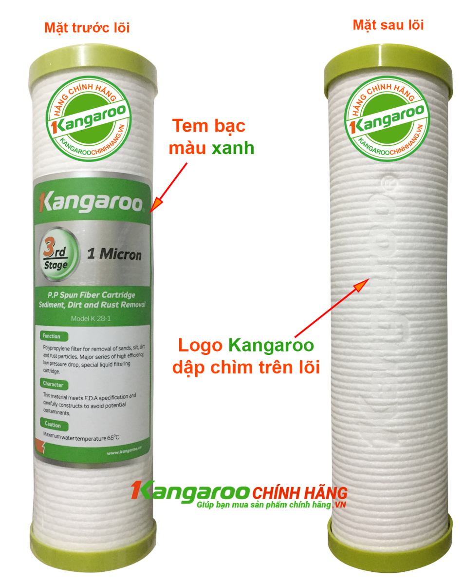 Nhận biết lõi lọc nước Kangaroo số 3 chính hãng