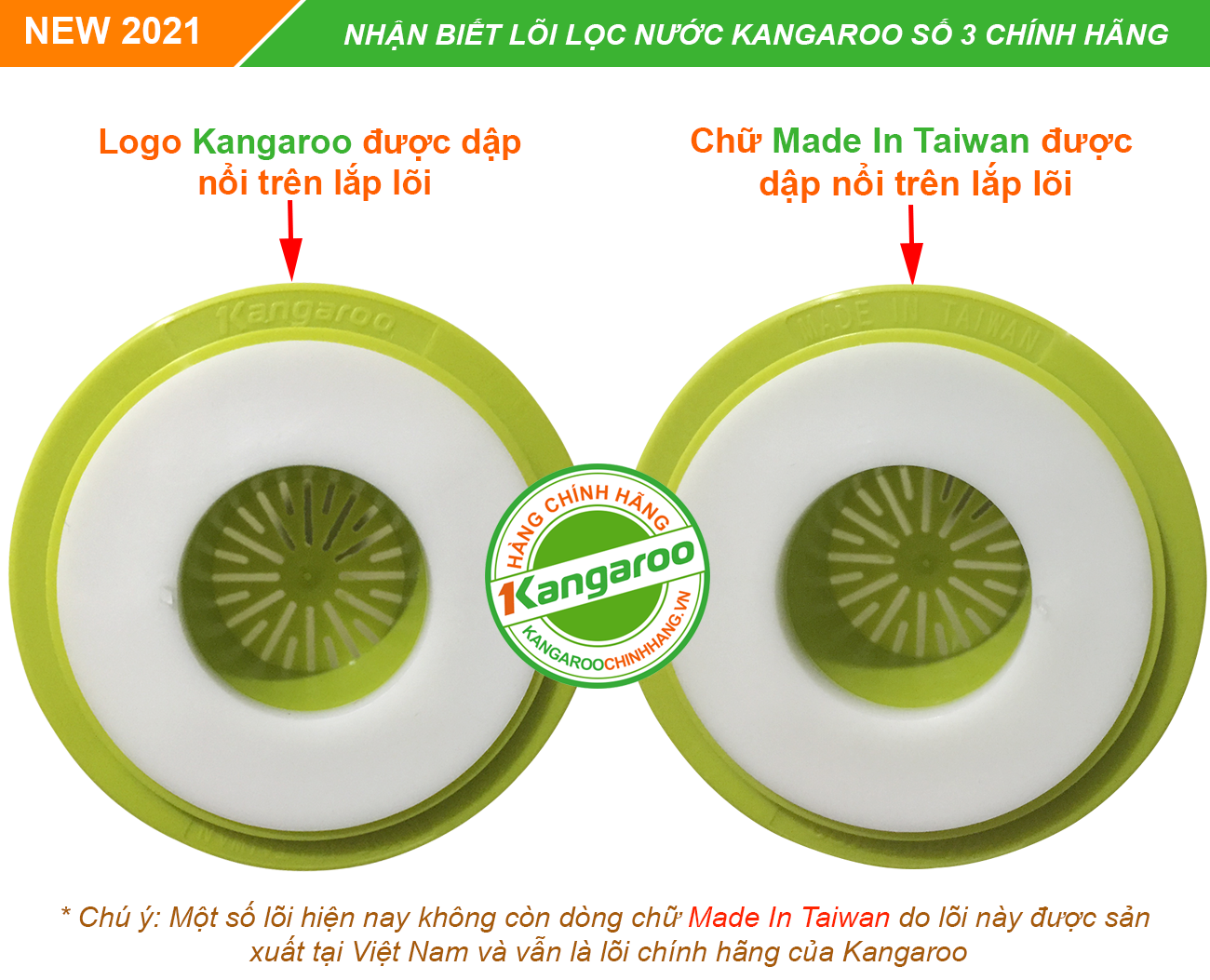 Nhận biết lõi lọc nước Kangaroo số 3 chính hãng