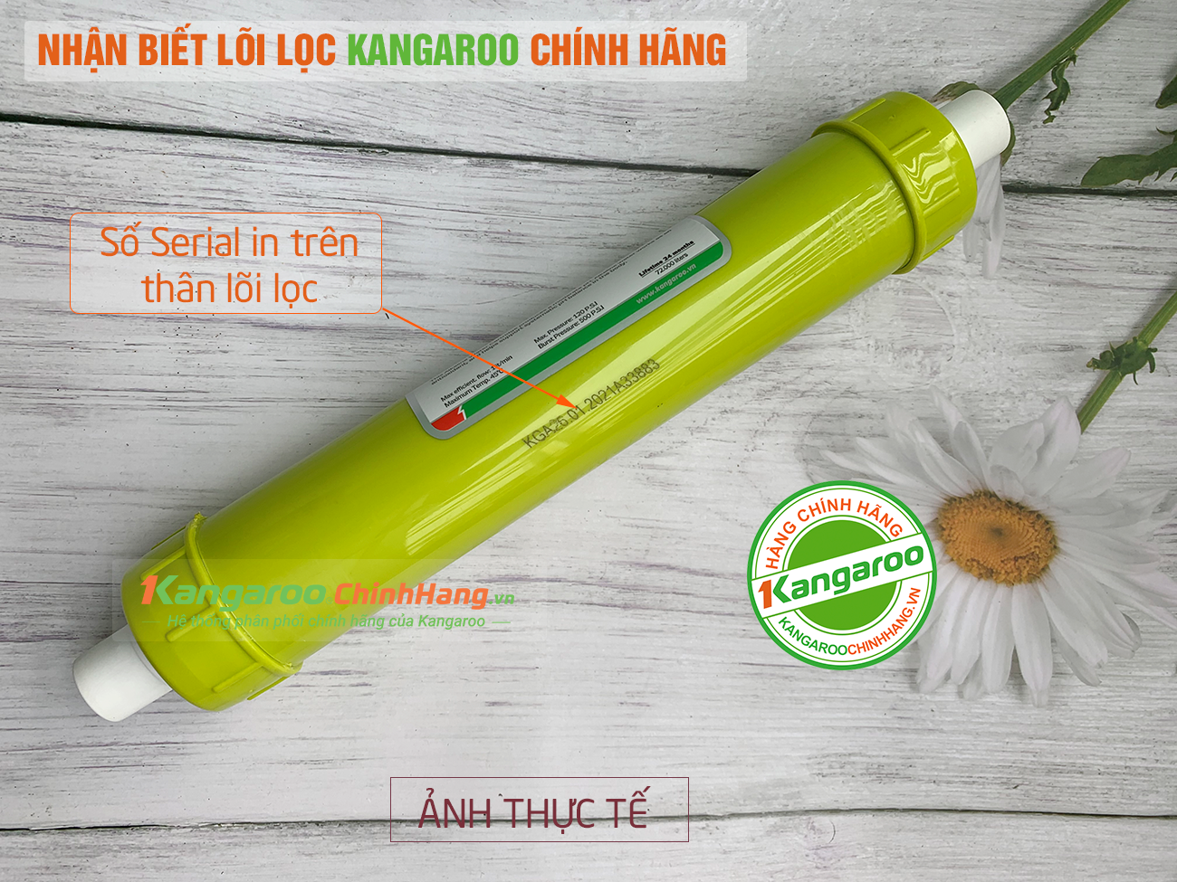 Nhận biết lõi lọc nước Kangaroo số 7 Alkaline chính hãng
