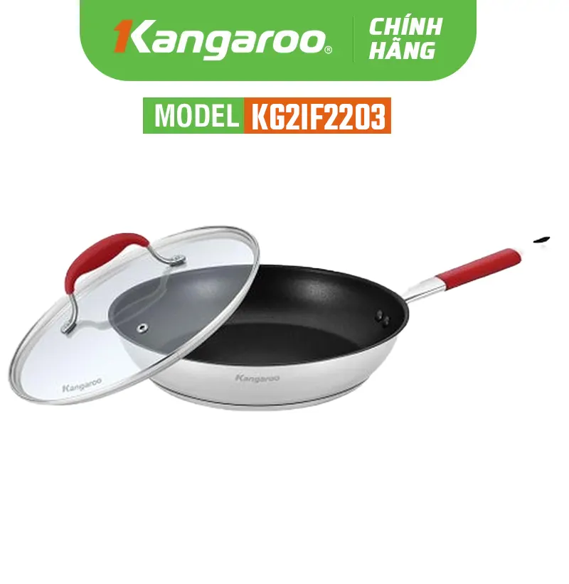 Chảo inox chống dính đáy từ 5 lớp Kangaroo KG2IF2203
