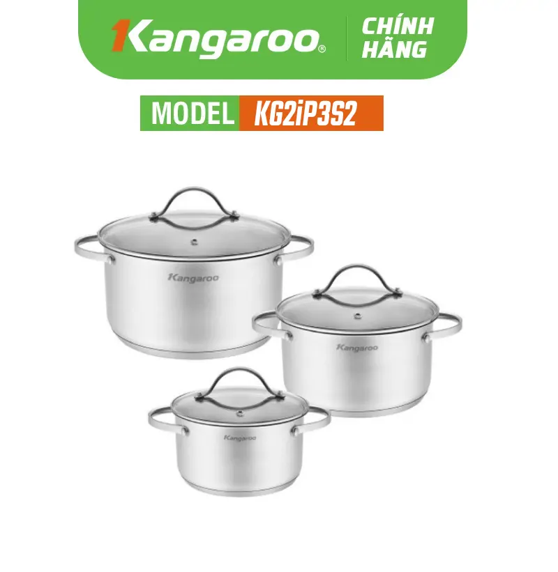 Bộ nồi inox cao cấp 5 lớp Kangaroo KG2IP3S2