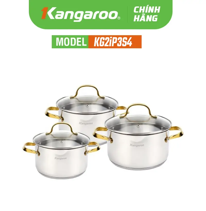Bộ nồi inox cao cấp 5 lớp Kangaroo KG2IP3S4