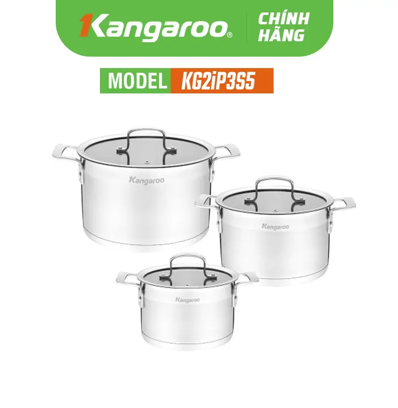 Bộ nồi inox cao cấp 5 lớp Kangaroo KG2IP3S5