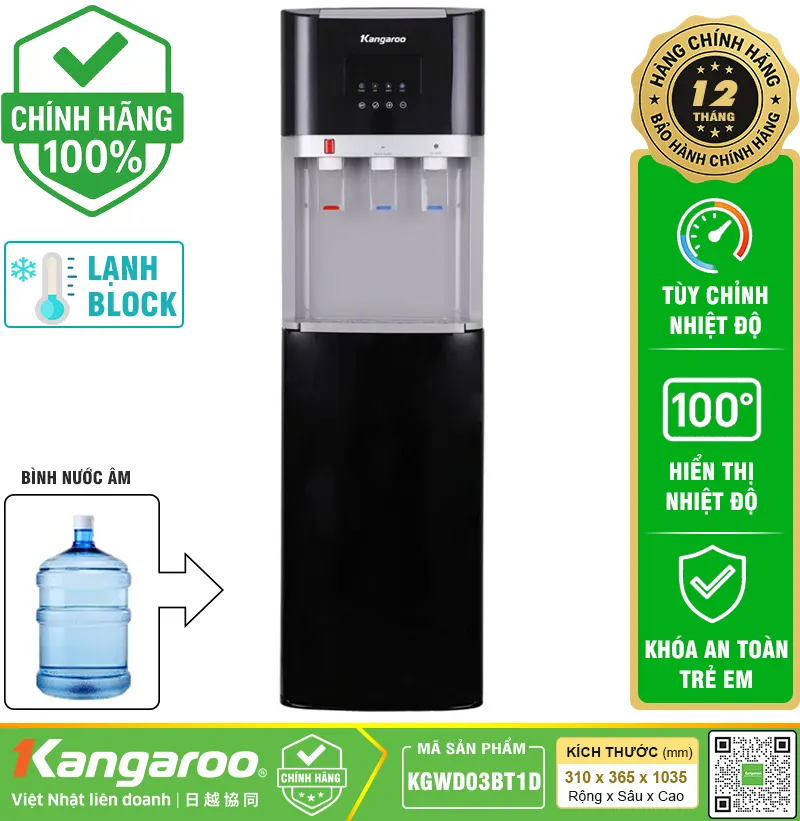 Cây nước nóng lạnh Kangaroo KGWD03BT1D - Hút Bình, Mới 2025