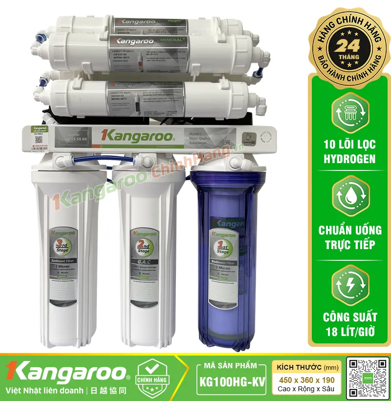 Máy lọc nước Kangaroo KG100HG Không Vỏ Tủ Lắp Gầm Chậu